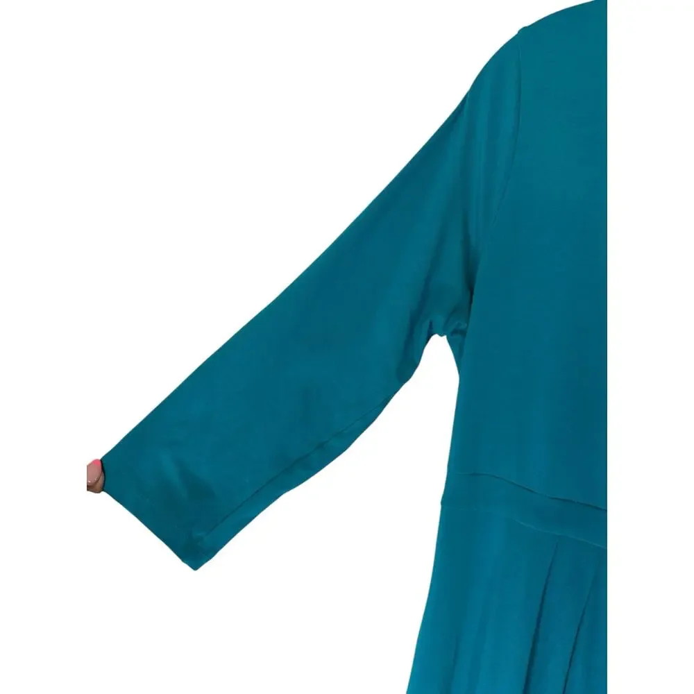 Chadwicks Maxi‎ Dress Blue Pleated Round Neck Long Sleeve Cottagecore Large